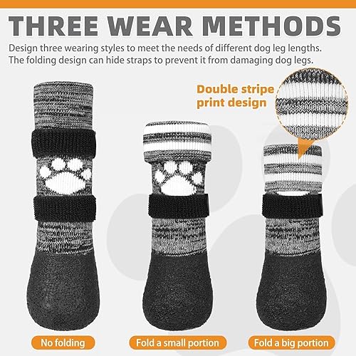 Miniatura 3 de KOOLTAIL Botas antideslizantes para perros, zapatos impermeables para perros, protectores de patas alargadores con correas de control de tracción