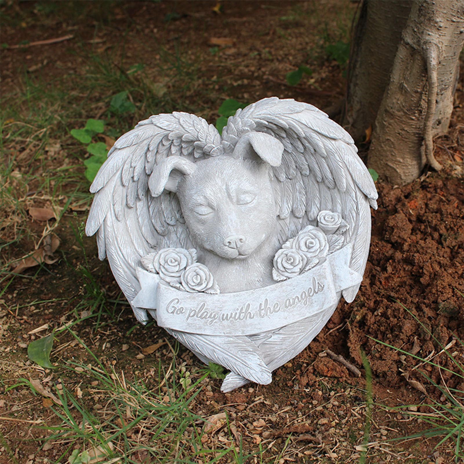 Estatua De ángel Para Perro Conmemorativa – Resina, Pintada A Mano, Decoración De Jardín O Interior Para Recordar A Tu Mascota