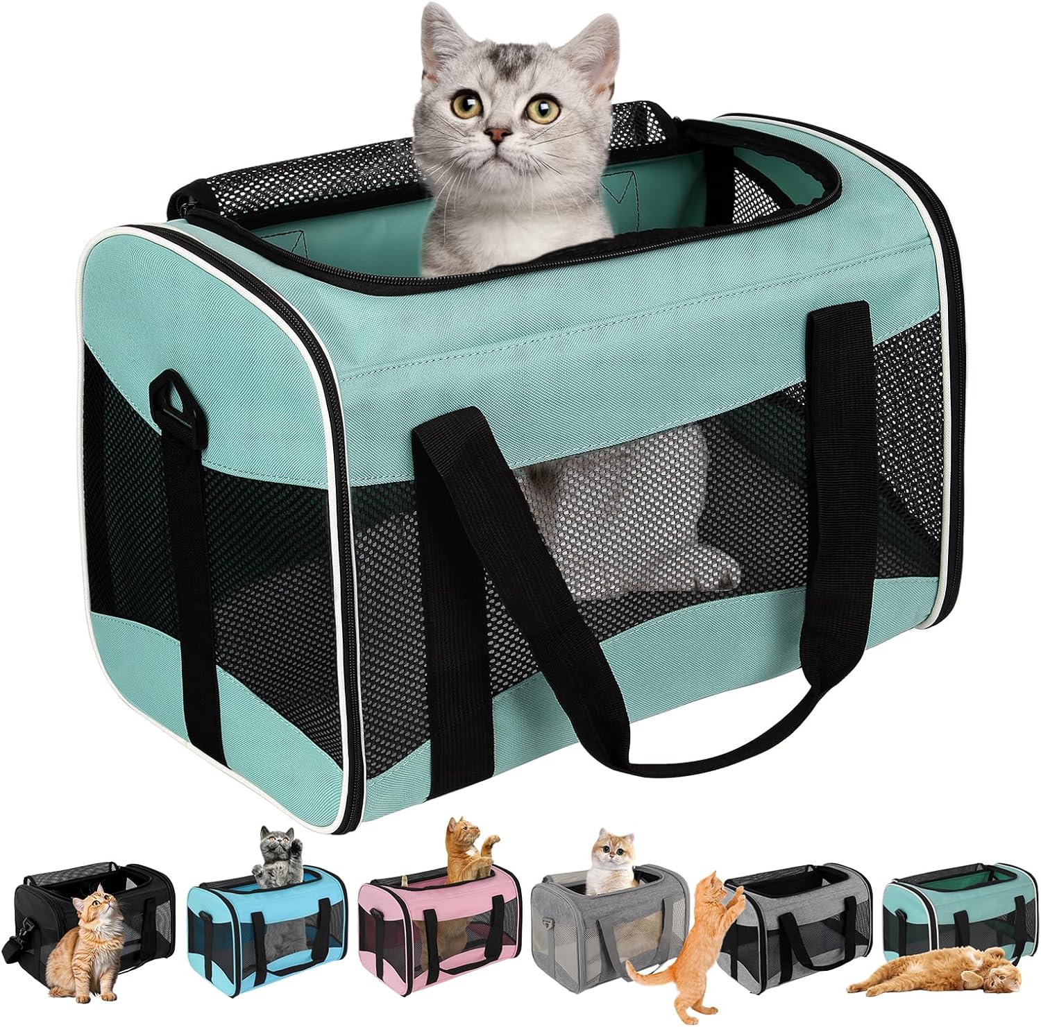 Custodia per il trasporto di cani e animali domestici, con lati morbidi, approvata dalle compagnie aeree, trasportino da viaggio per animali domestici fino a 6,8 kg, trasportino pieghevole per gatti