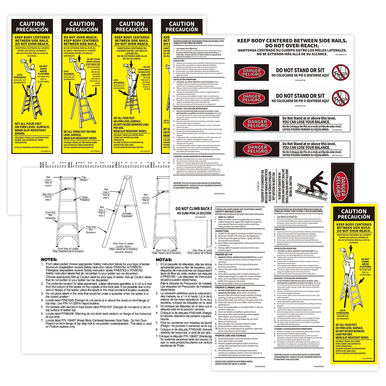 Stickers de sécurité autocollants résistants pour escabeaux Werner fibre de verre