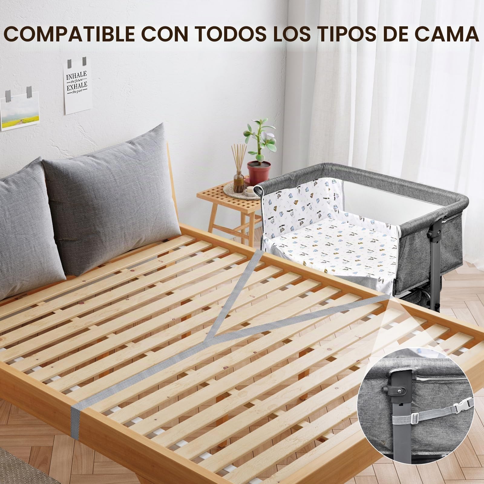 3 en 1 Cuna Colecho,Colecho Bebe Cuna con Colchón Blando y Mosquitera 6 Velocità Regolabile in Altezza e Inclinazione 4 Ruedas con Freno para Casa y Viaje Compatible con Diferentes Camas