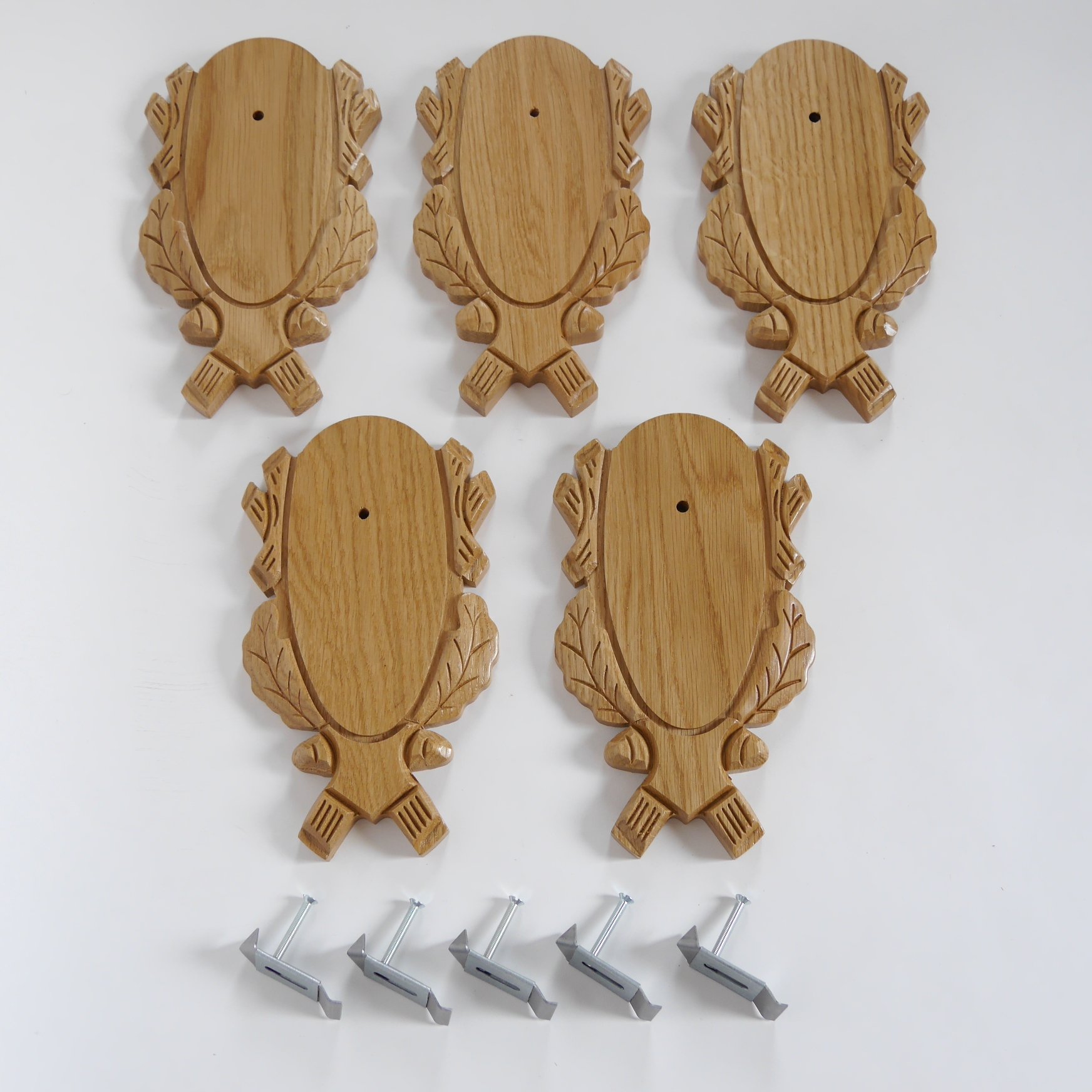 5 pieza de diseño de corzo talladas trofeo carteles claro + 5 unidades gehörn grapas