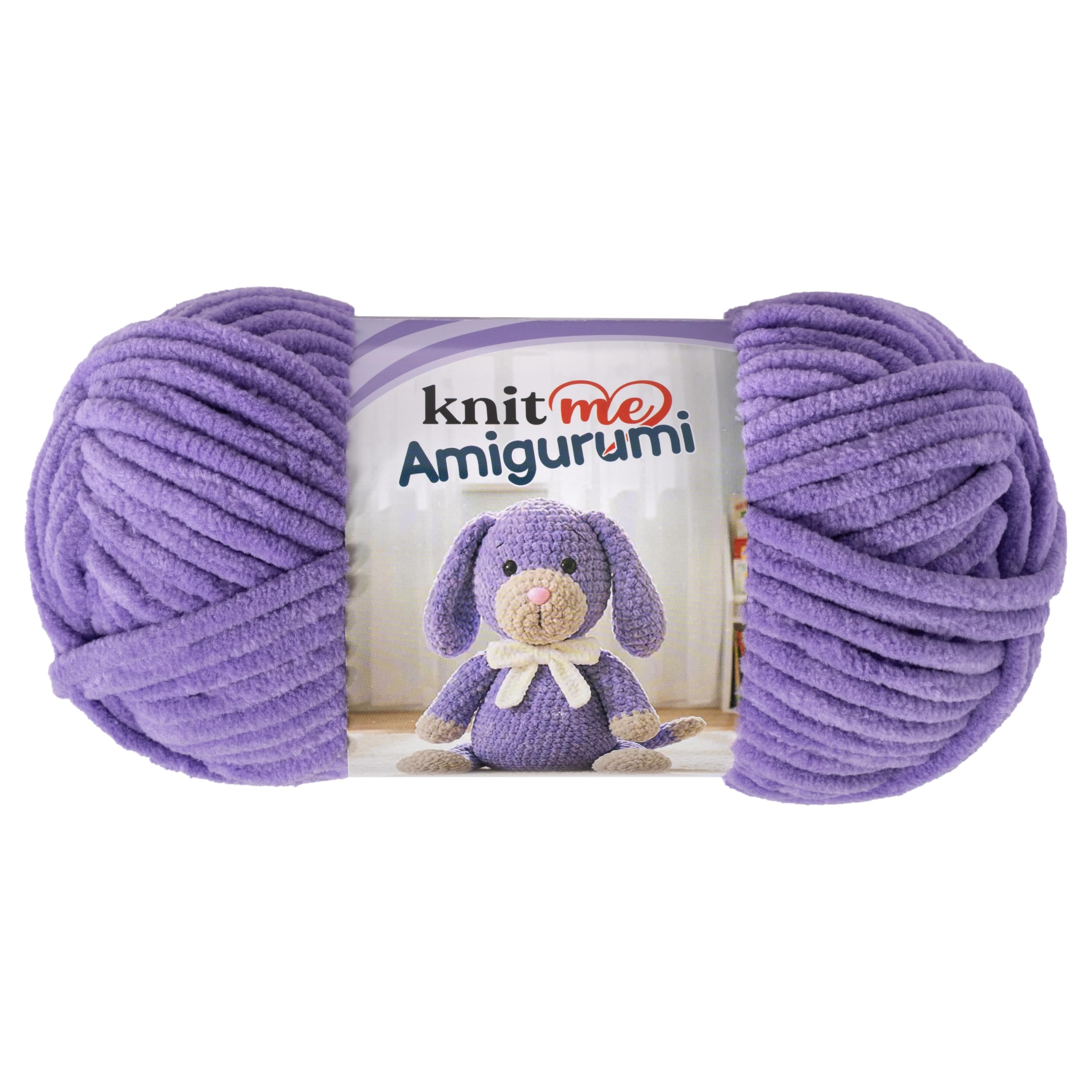 Knit Me Amigurumi Velvet Chenille Yarn, Chunky Yarn for Crochet, 50g/55m Super Soft Polyester for Teddies, Plush Toys and Blankets, EN71-3 and Oeko-Tex Certified, 5.5mm Hook (Lavender)