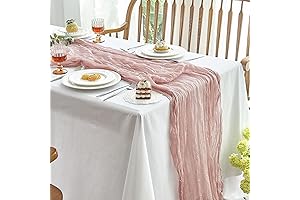 Soft Dusty Pink Boho Cheesecloth Table Runner 2 Pcs