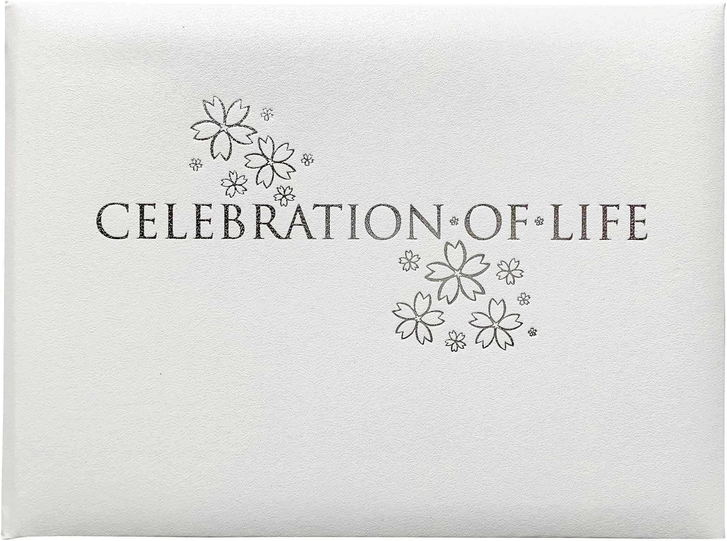 Esposti Funeral Condolence Book - Hardback Memory Book for Funeral with Storage Pocket, Book of Condolence for Celebration of Life (96 Pages, White, 218x160mm)