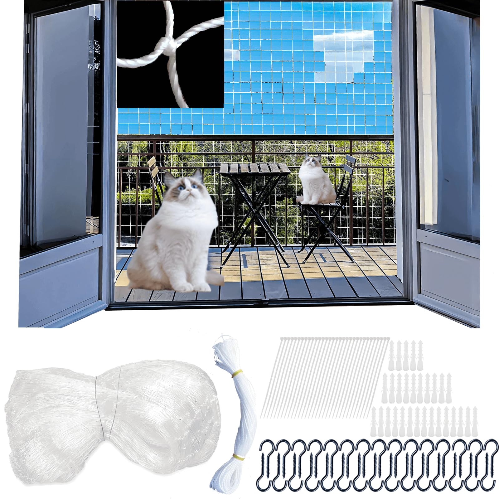 AILAIKE Red para gatos para balcón, 8 x 3 m, nailon resistente para gatos, seguridad para tu gato