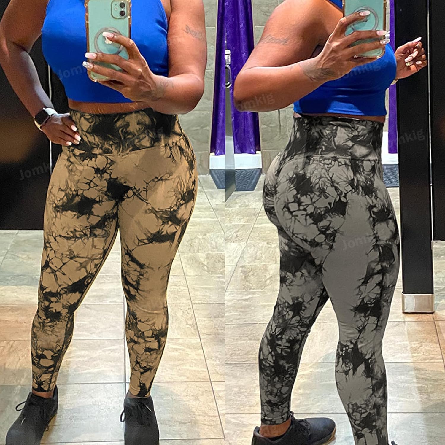 Tie Dye Seamless Leggings for Women High Waist Workout Yoga Pants Scrunch Butt Lifting Compression Tights - Image 5