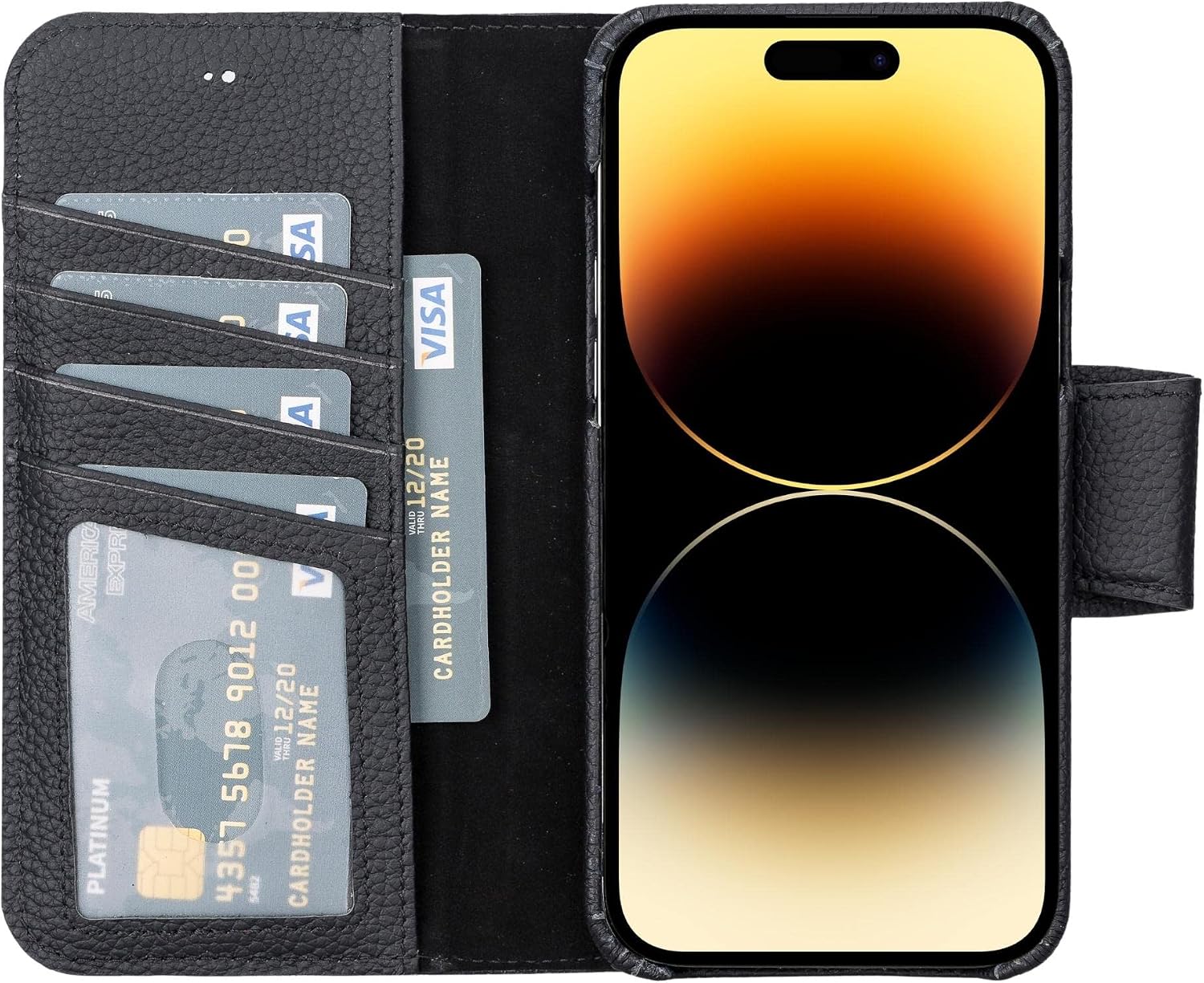 BLACKBROOK Case for iPhone 14 Pro Wallet Case with Card Holder, Full Grain Leather, Detachable 2-in-1 Set for MagSafe, RFID Blocking 4 Card Slots, Compatible with iPhone 14 Pro Folio Case