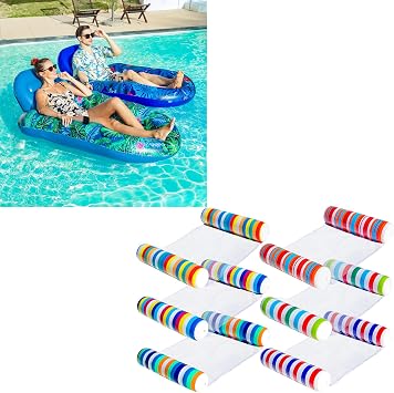FindUWill 8 Pack Pool Floats Adult, 2 Pack Pool Float Chairs & 6 Pack Pool Hammock Floats, Summer Pool Floaties for Adults