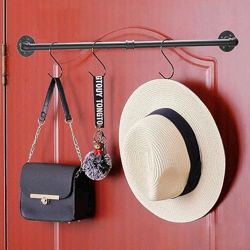 SERENITA Perchero industrial de 22 pulgadas para entrada de tubería industrial, barra de toalla de cocina de hierro negro, estilo vintage, para