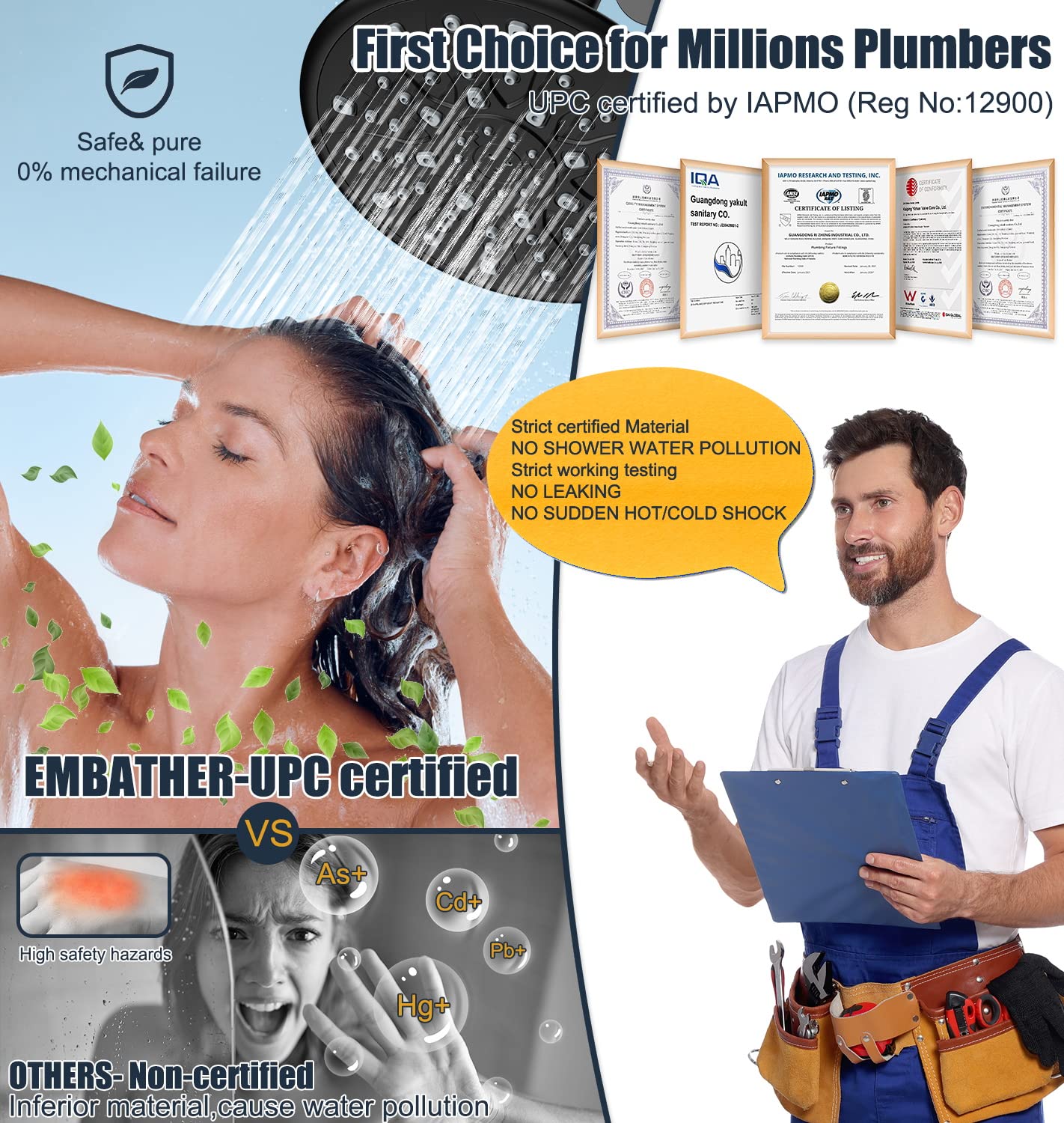 EMBATHER Shower System with Valve, 9Inch Tub and Shower Faucet Set