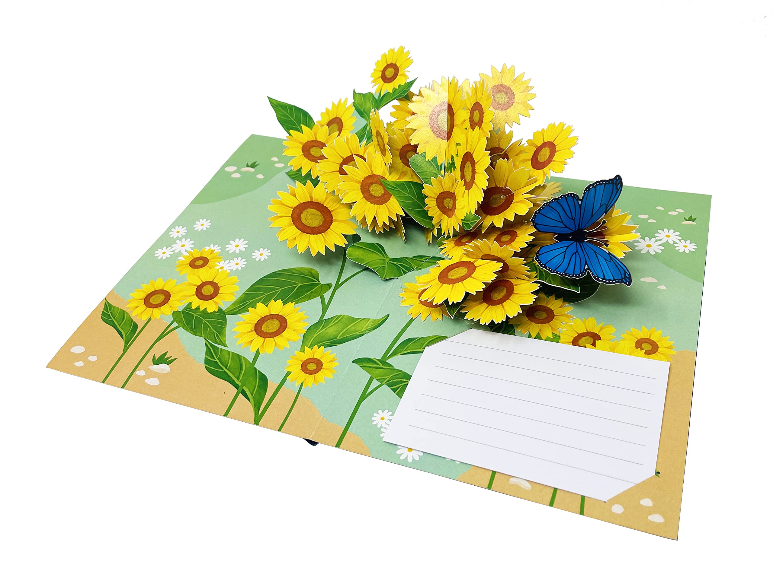 Amazon.com : Sunflower and Butterfly - WOW Greeting Pop Up 3D Card For All  Occasions - Birthday, Love, Christmas, Mother's Day, Good Luck, Congrats,  Get Well - Personalized With Insert Message Note -