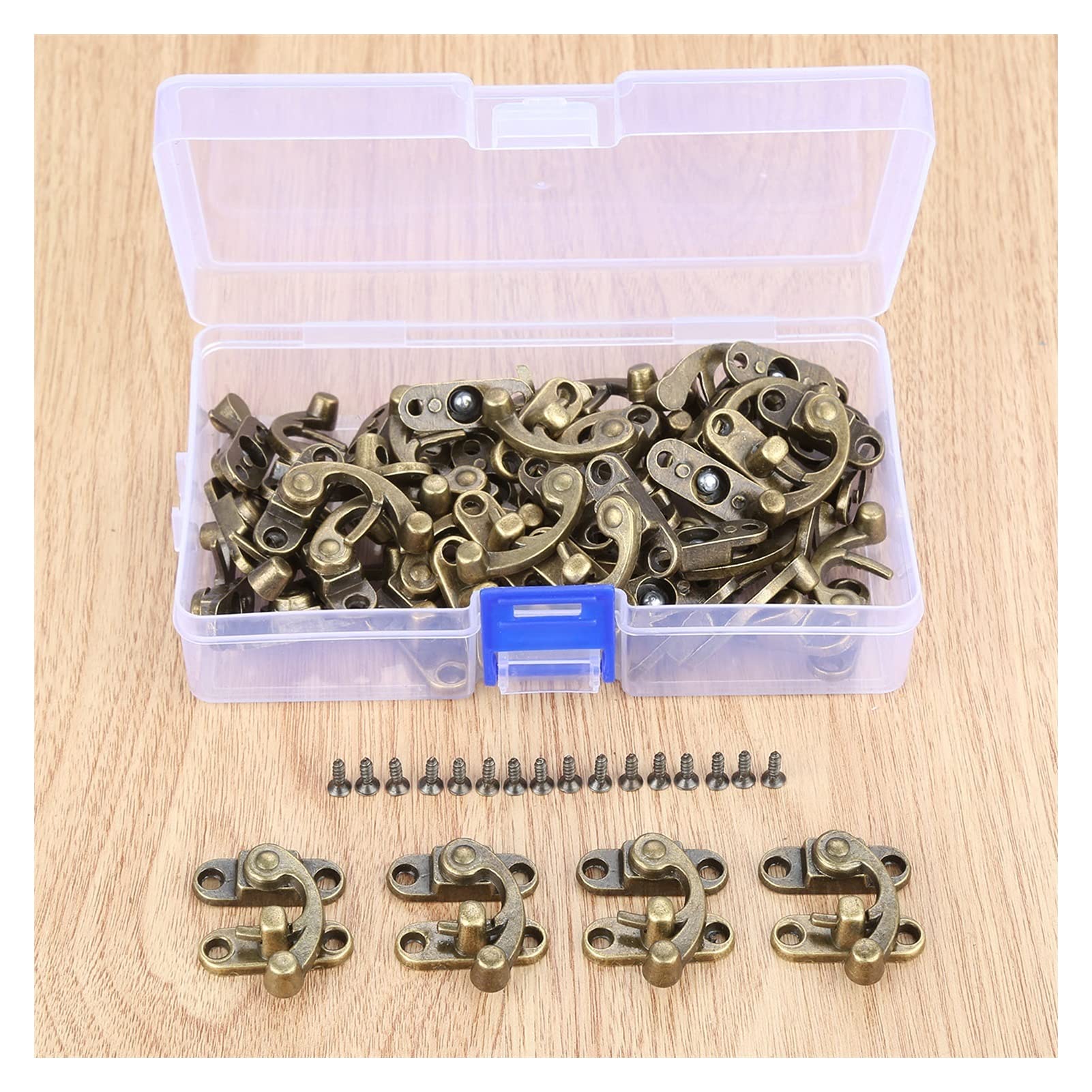 Muebles para el hogar Hardware Bisagra 40 unids antiguo zinc aleación cuerno bloqueo decorativo pestillo pestillo gancho regalo joyería de madera caja del candado 29 * 33mm + tornillo + caja de almace