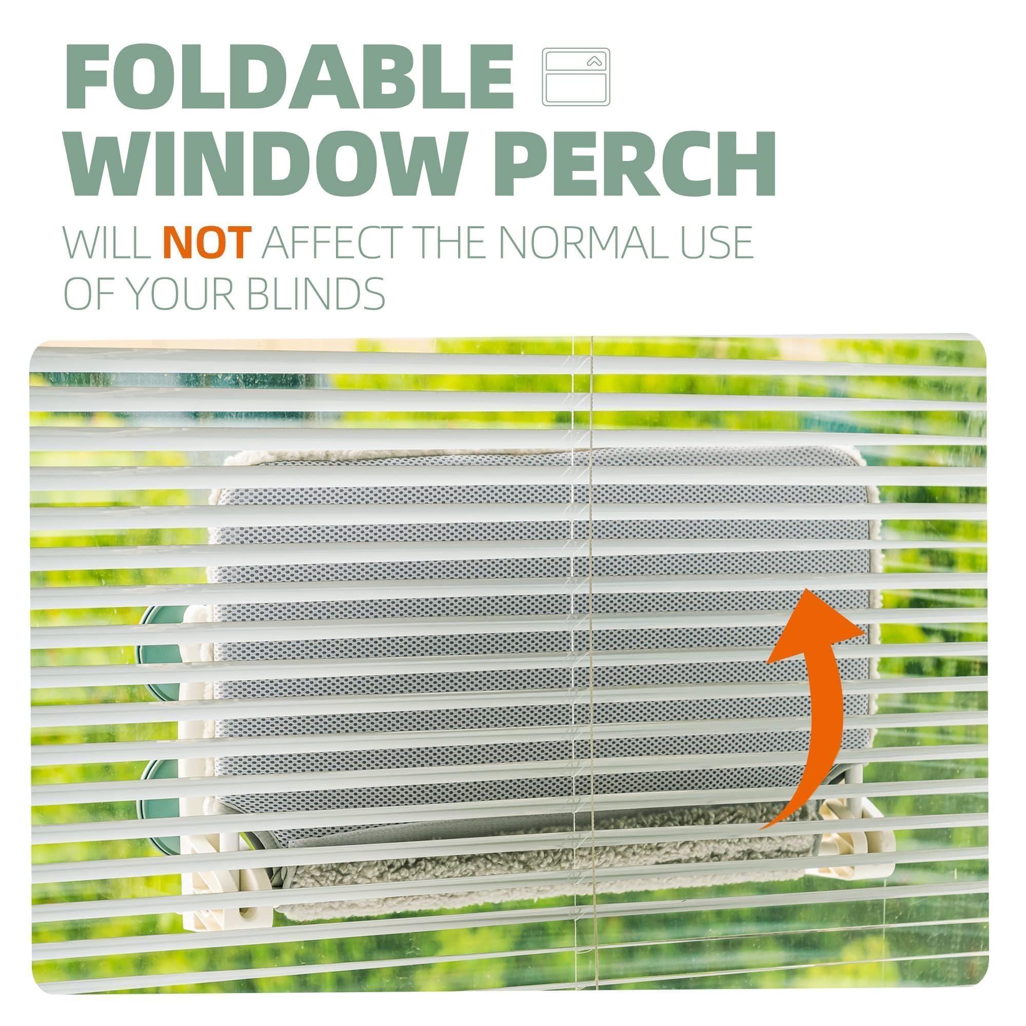 MEWOOFUN Amaca per Gatti da Finestra Pieghevole Amaca Gatto Finestra con Ventosa Forte Tappetino Reversibile fino a 18kg (Grey L Paw-58x30x20cm)