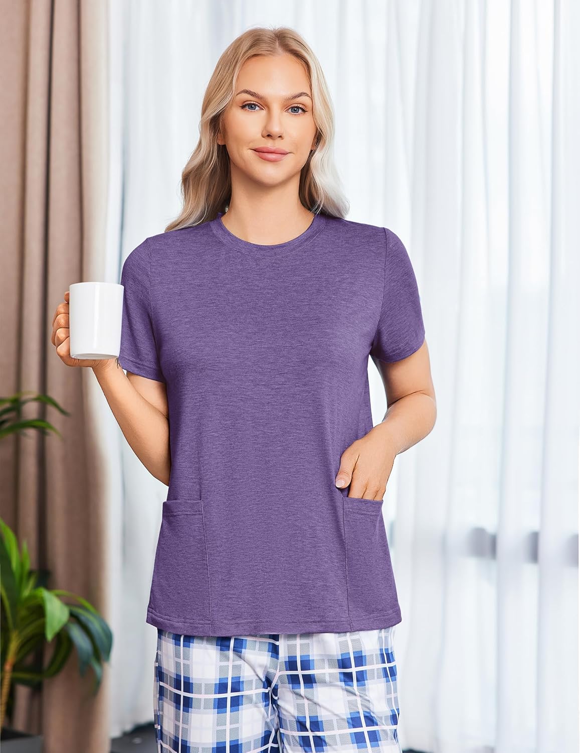 Deyeek Post Surgery Shirts for Women Tear Away Snap Open Back Top Hospital Shirts Short Sleeve Adaptive Clothing with Pockets - Image 6