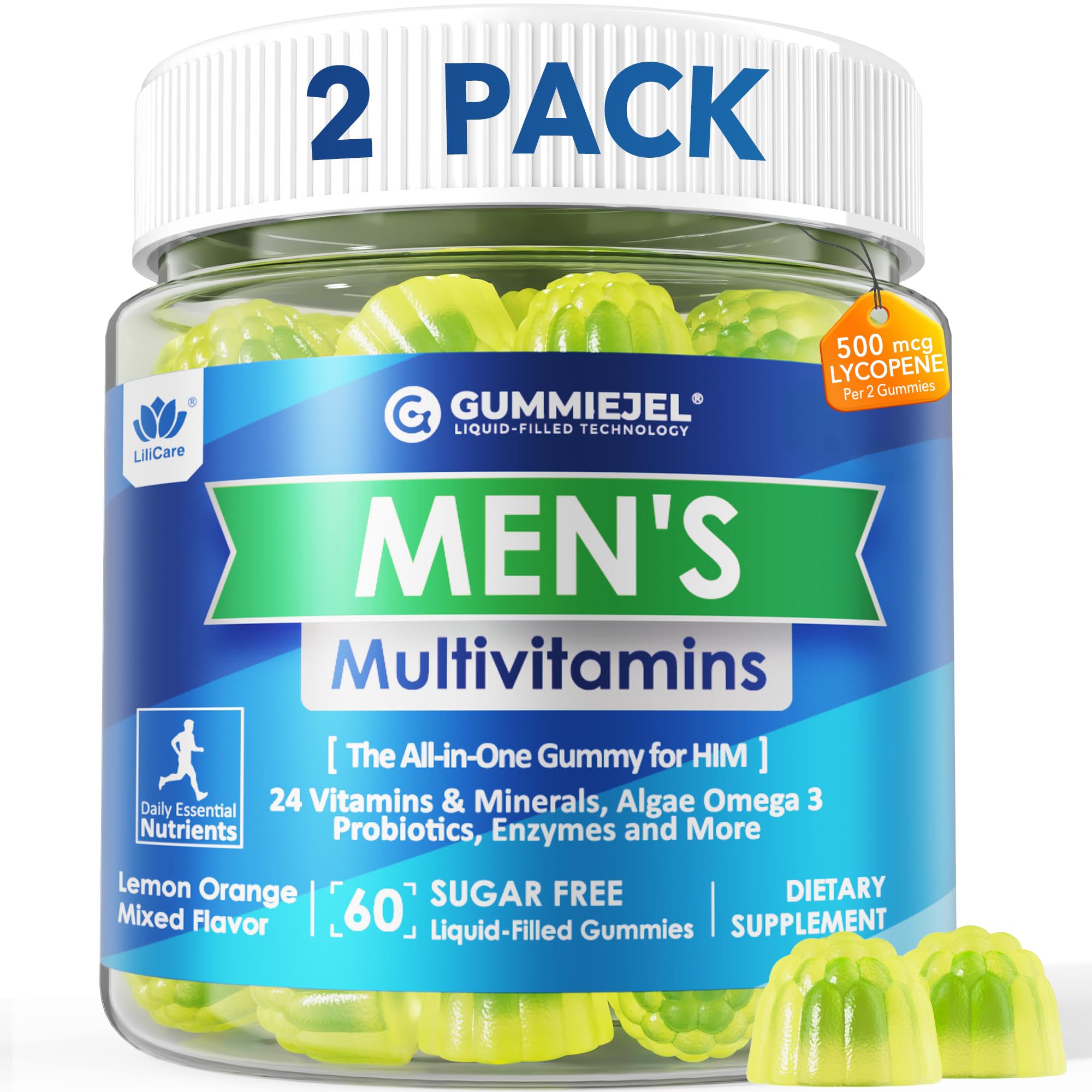 Mens Multivitamins Gummies + Vegan Omega 3 for Man Daily Wellness, 60 Cts — Amazon image 8
