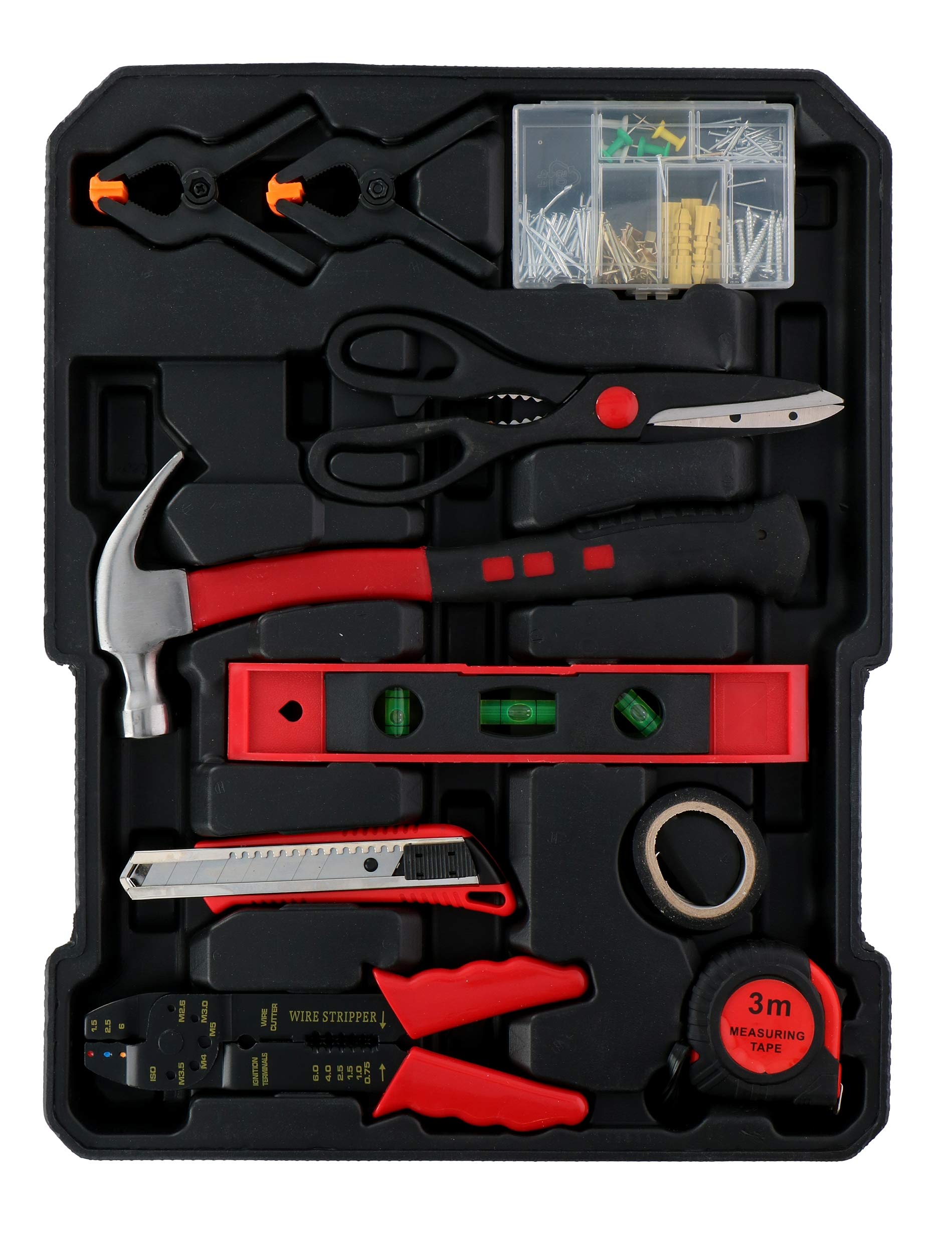 KINZO Tool Box 187 Piece Tool Box Tool Set Tool Trolley Chrome Vanadium Steel Black