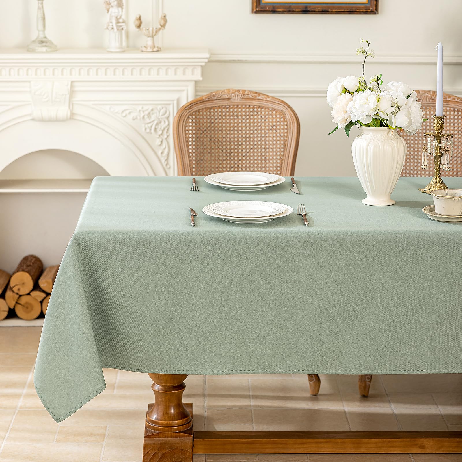 Photo 1 of JIALE Sage Green Rectangle Tablecloth 60" x 120"