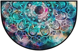 Mandala Half Round Door Mat for Indoor Entrance, Watercolor Colorful Universe Galaxy Non Slip Absorbent Doormats, Wear Resistant Semi Circle Floor Mats Area Rugs for Home Kitchen Patio 24 x 36 in
