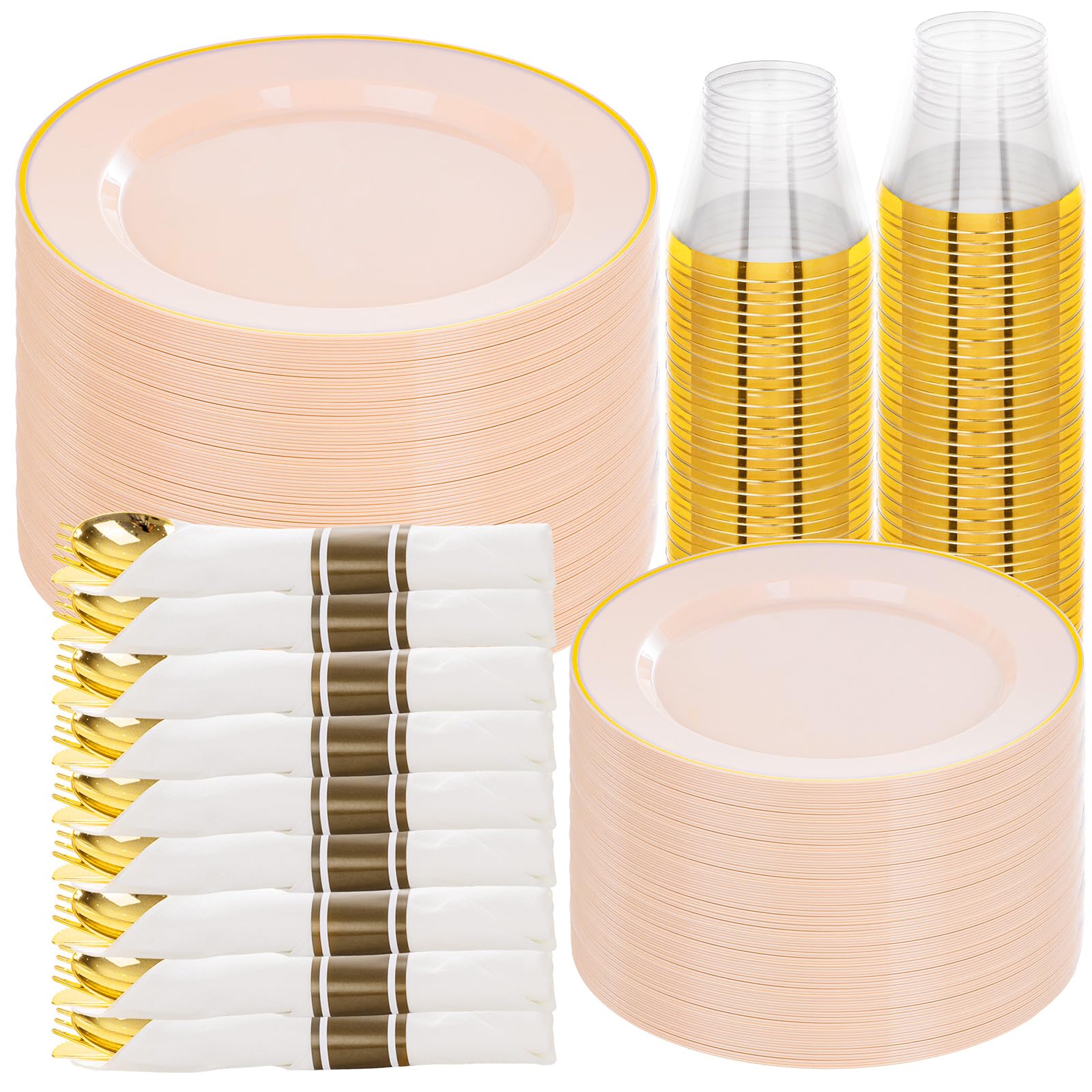 Gold & Clear Dinnerware Set - 350 Pcs for 50 Guests -14