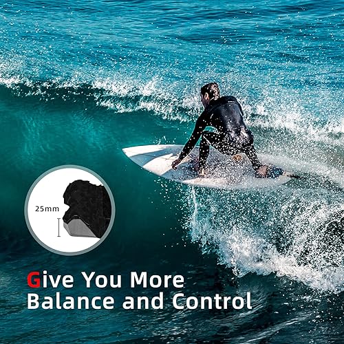 Miniatura 30 de Abahub 3 almohadillas de tracción de EVA para tabla de surf con patín para patinetas, tablas de surf, funboard, tabla de pescado, Naranja