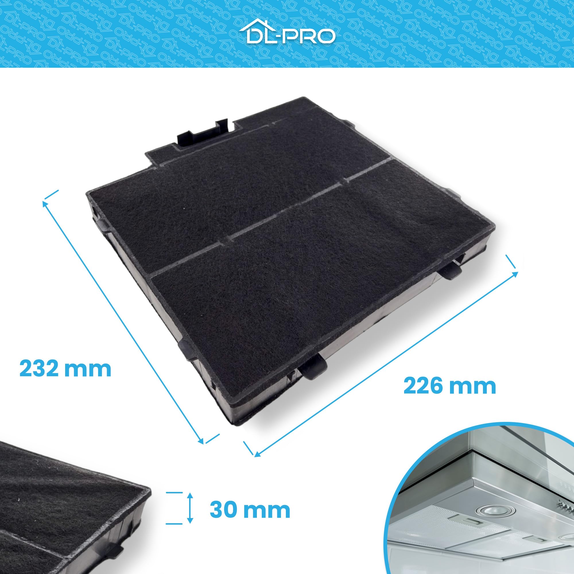 DL-pro Filtro ai carboni attivi, 232 x 226 mm, adatto per Siemens Bosch Constructa Neff 11022296 LZ10DXA00 DWZ0DX0A0 CZ51DXA0X0 Z51DXA0X0 per cappa aspirante