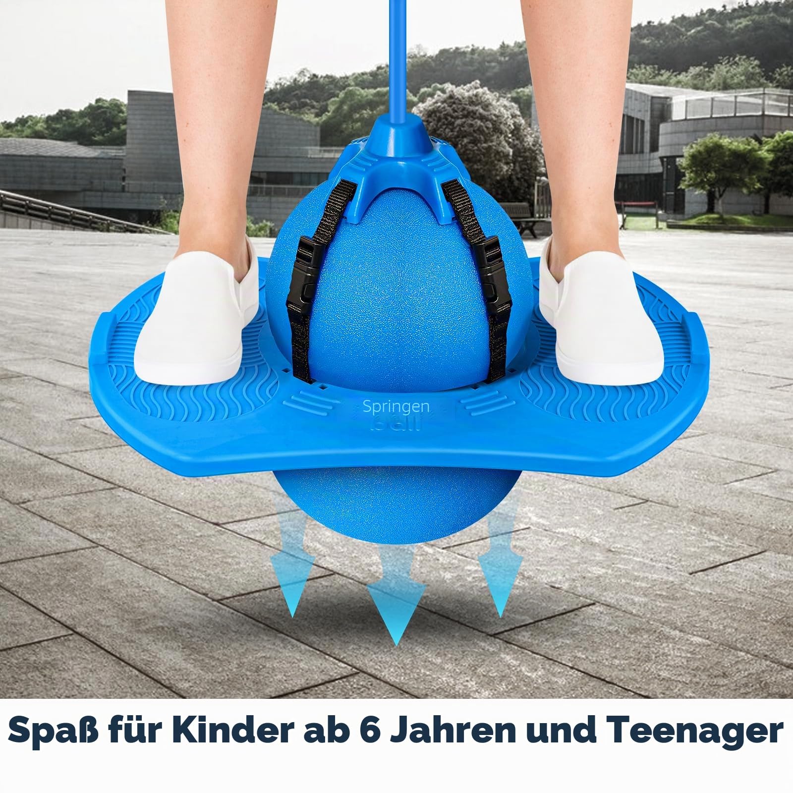Super-Life Pogo Jumper mit Griff und Ballpumpe, Hochsprungspielzeug, Springen, Trickbrett, sicher und lustig, Pogo-Stick für Kinder, Jungen, Mädchen und Erwachsene, Blau