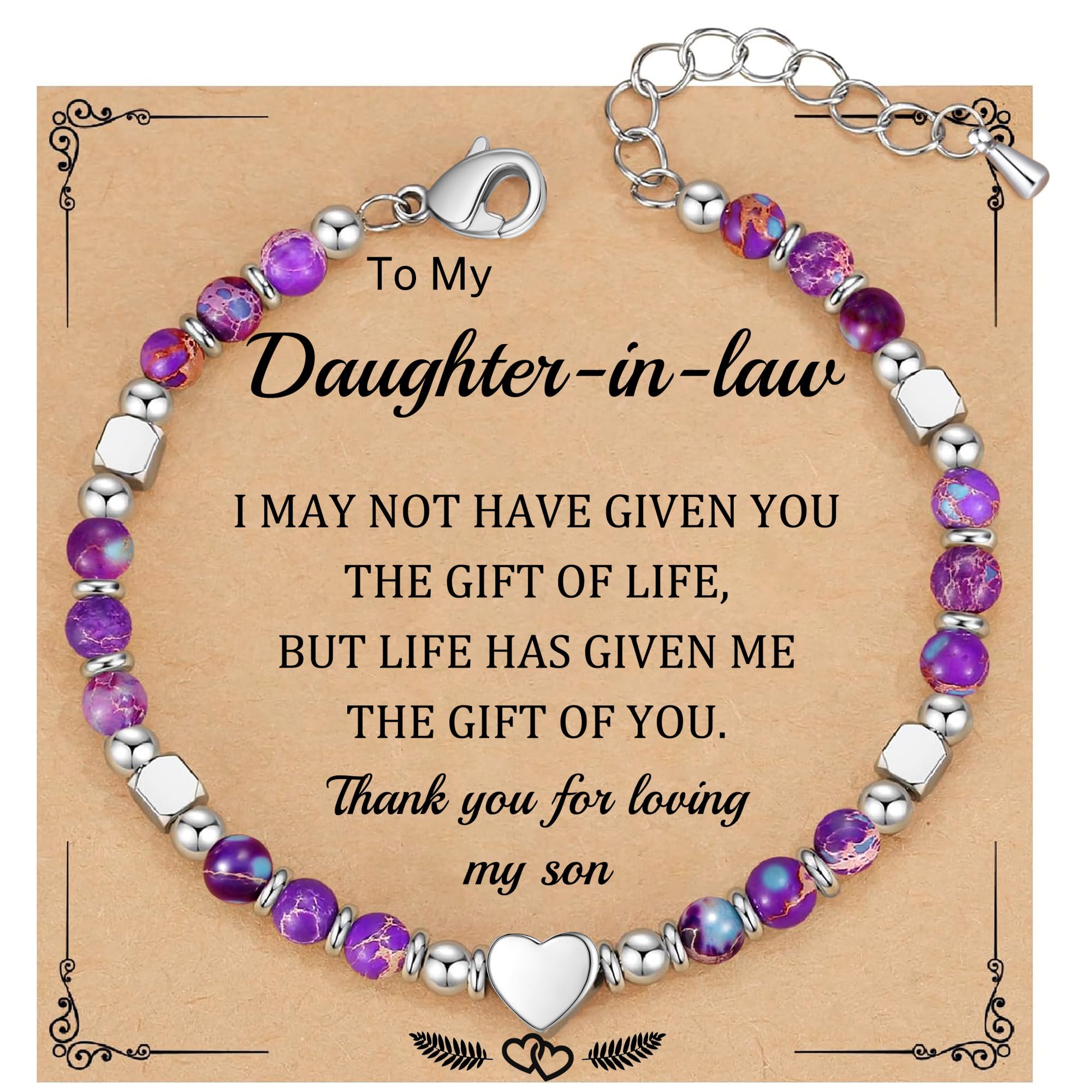 HiStock Daughter Gifts from Mom Bracelet, Granddaughter Gifts from Grandma Bonus Mom Gift Nature Stone Bead Bracelet Jewelry Birthday Gift Sister