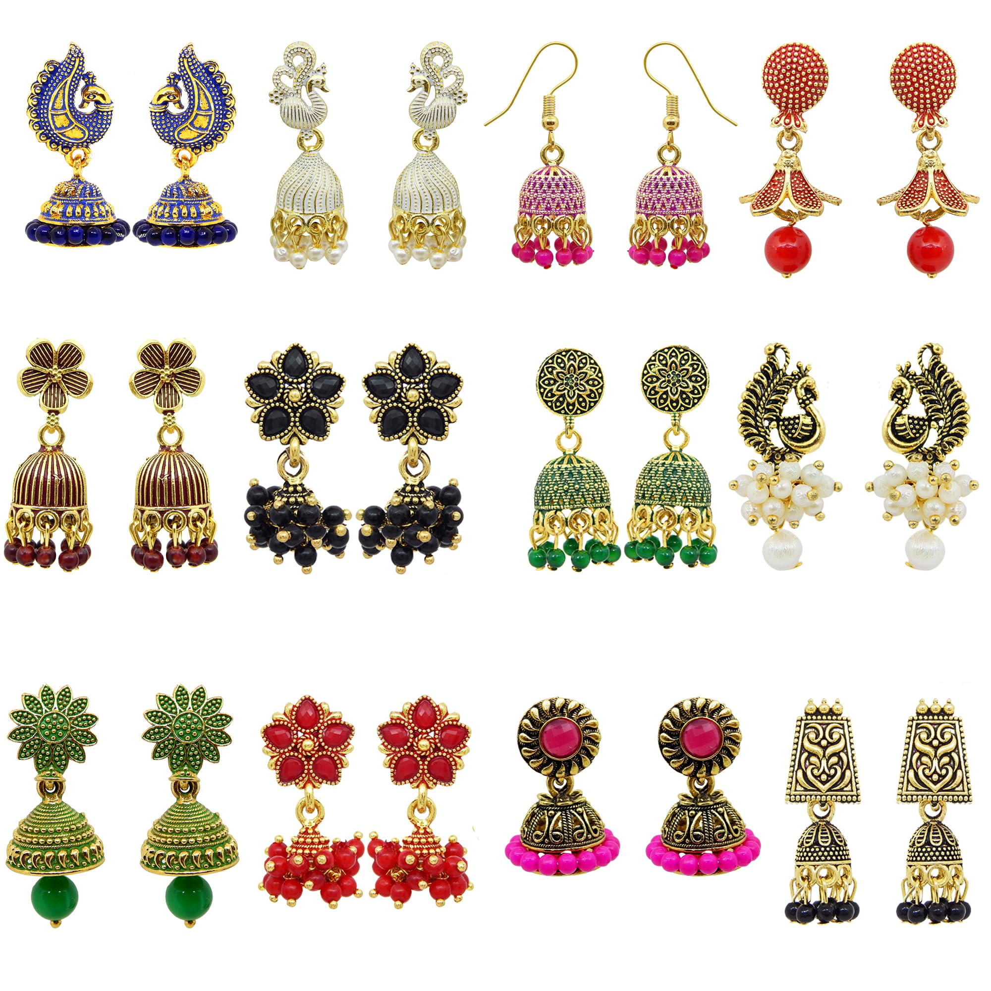 Fresh Vibes Combo Set of 12 Pairs of ASSORTED Jhumki Earrings for Women (B0CSPMTYX1) Amazon Price History, Amazon Price Tracker