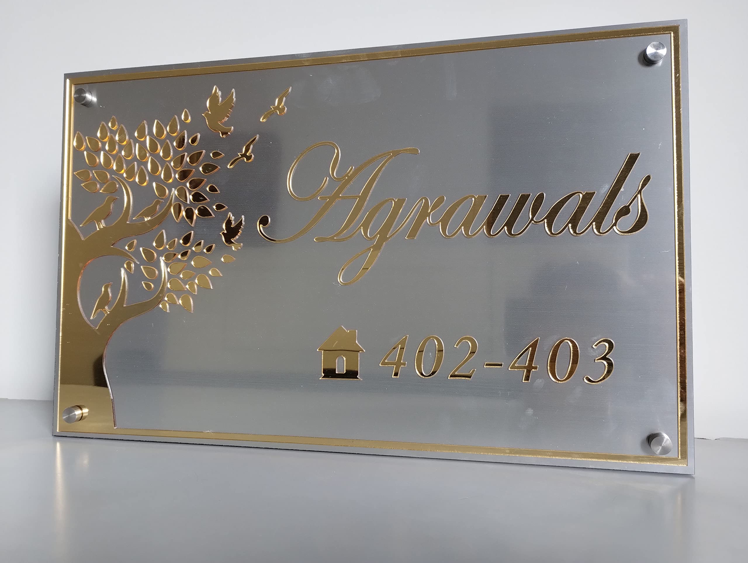Silver Acrylic Name Plate, For Home At Rs 10/square Inch In Bikaner