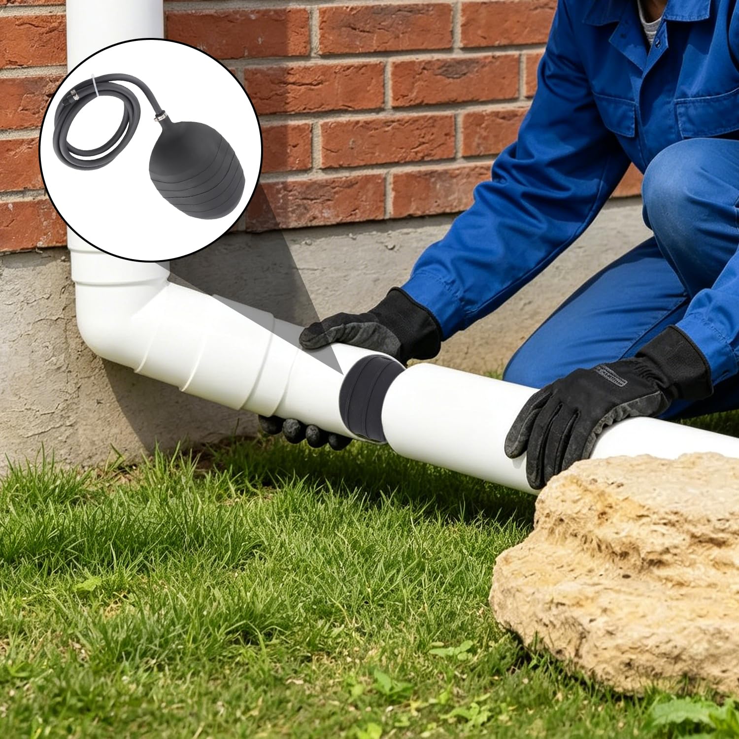 Tissting Aufblasbarer Rohrstopfen 150mm PVC Absperrblase Rohrblase | Ballonstopfen Abfluss Sanitär Testballon für Entwässerungsrohr, Abwasserrohr Temporäres Wasserblockieren