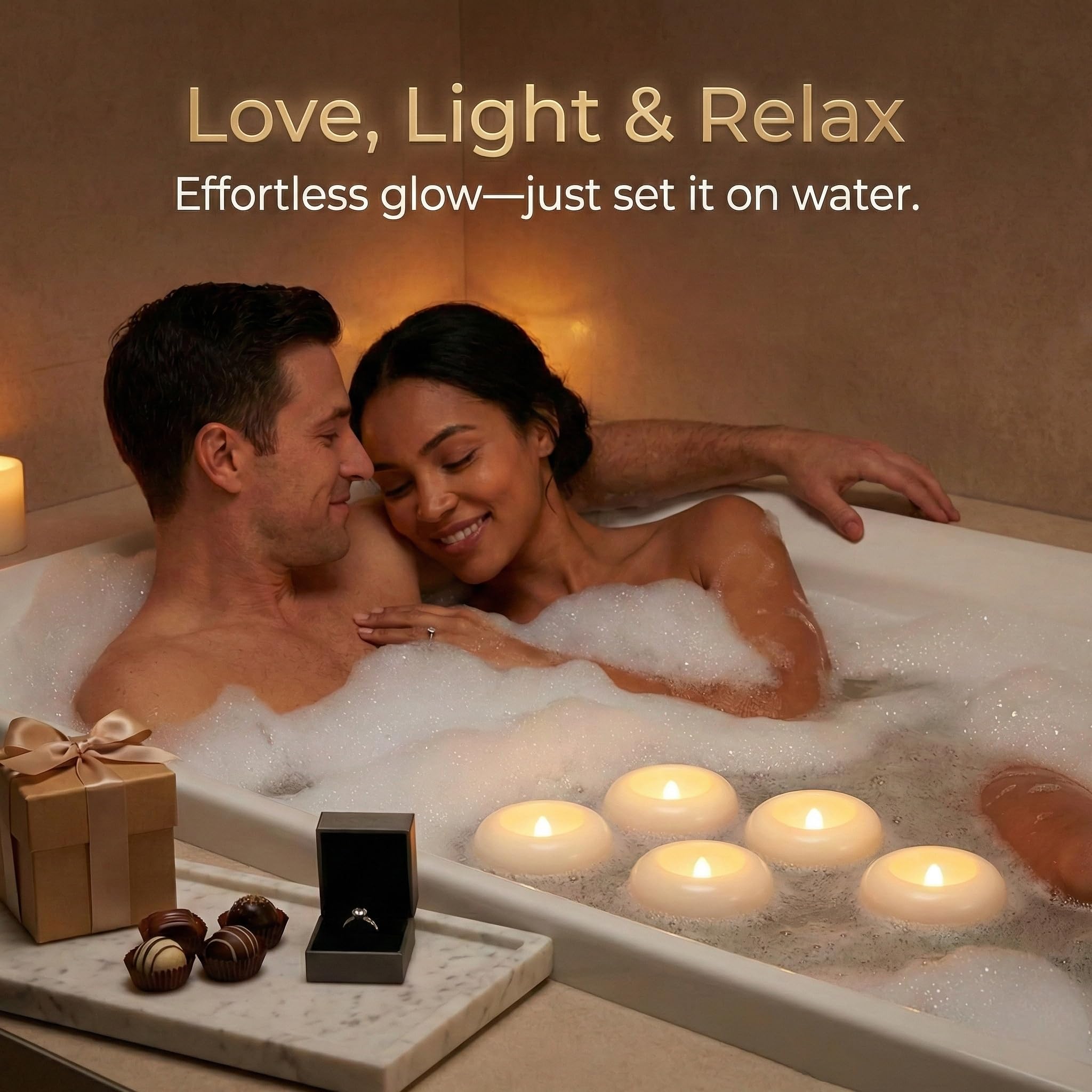 Aignis 24 candele galleggianti a LED senza fiamma, 7,6 cm, in plastica, funzionamento a batteria, durata oltre 120 ore, accogliente luce bianca calda romantica per piscina/vasca da bagno/bagno caldo