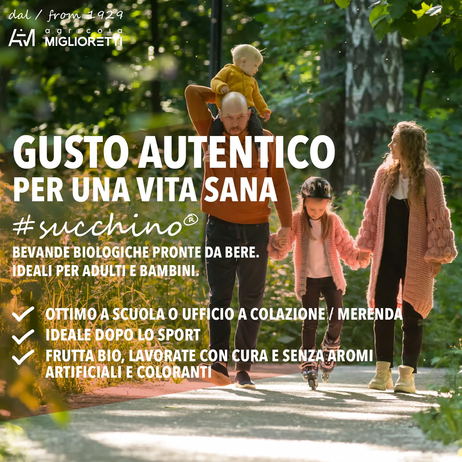 Agricola Miglioretti - 6x200ml Succo di pesca 100% Biologico, Spremuta a Freddo senza Zuccheri Aggiunti - Prodotto Italiano Naturale e Dissetante
