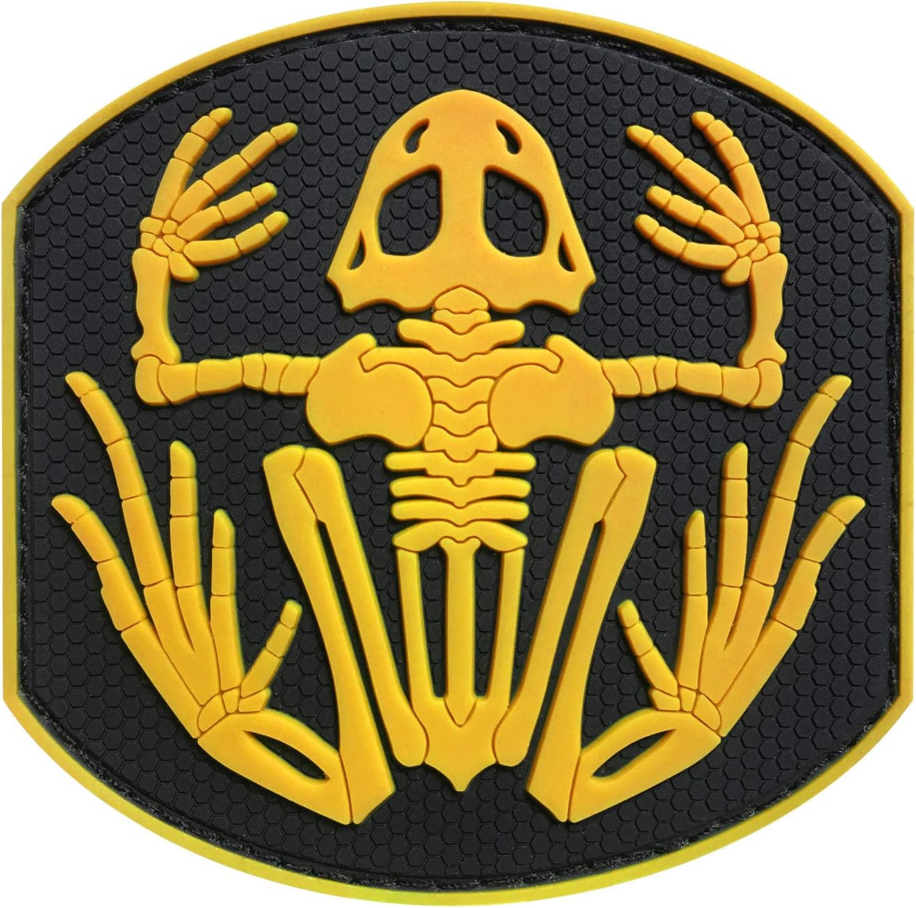 Seals Bone Frog Skull Skeleton 3D PVC Rubber Morale Hook Patch (Yellow)