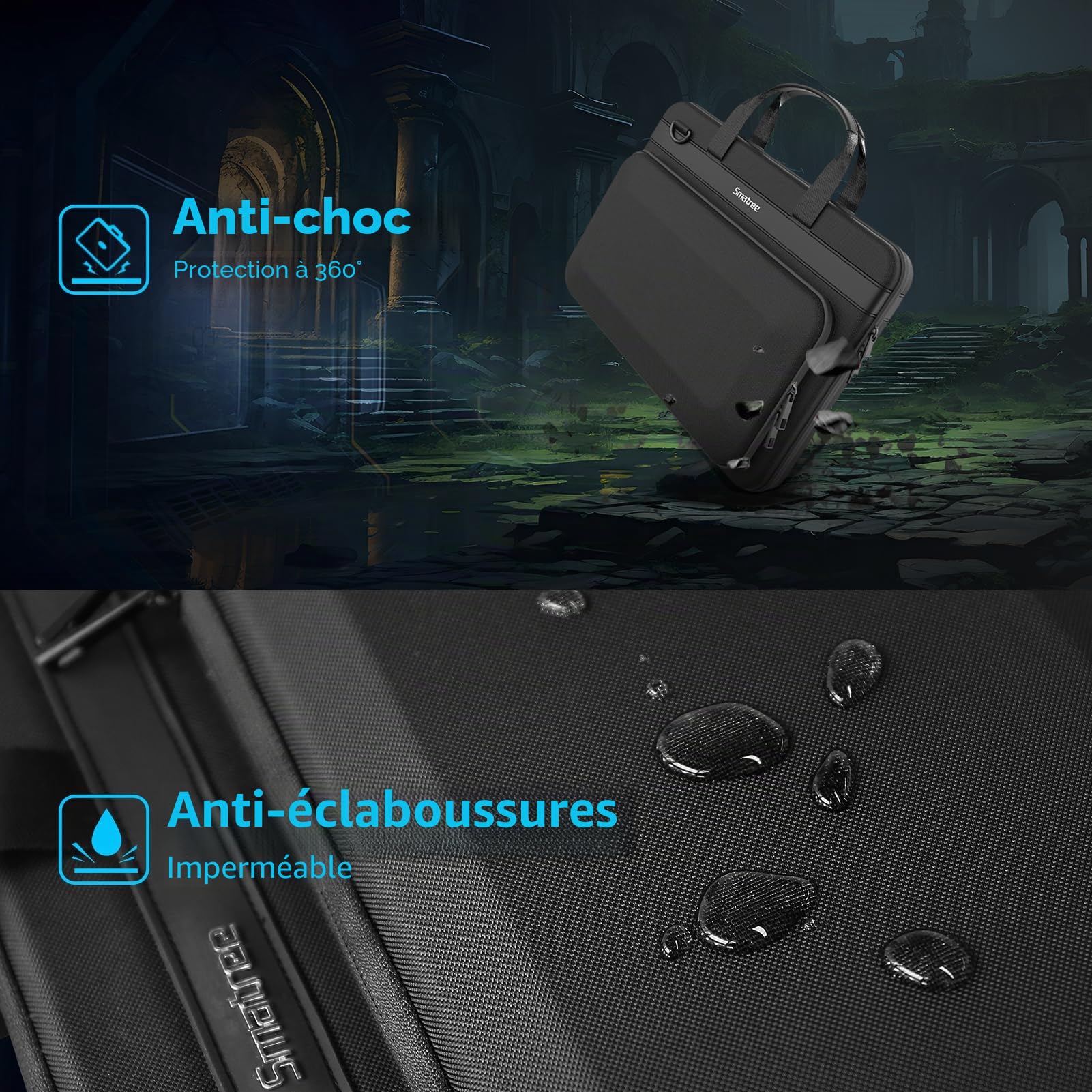 Smatree Sac de transport pour ordinateur portable Compatible pour 18 pouces Acer Predator Helios 18 Gaming Laptop, pour 18 pouces DELL Alienware m18 R2/m18 Gaming Laptop Sac à main étanche (A800XL)