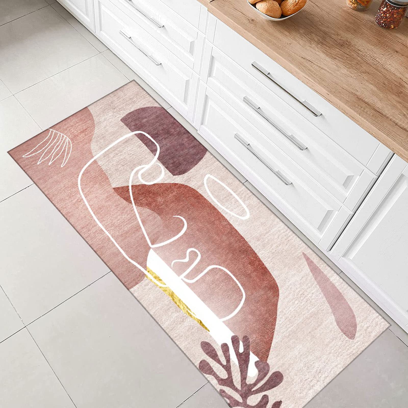Läufer Teppich Flur Küche rutschfest Waschbar Modern Abstrakt Design Stilvoll Rosa Farbverlauf Teppich 60x700cm
