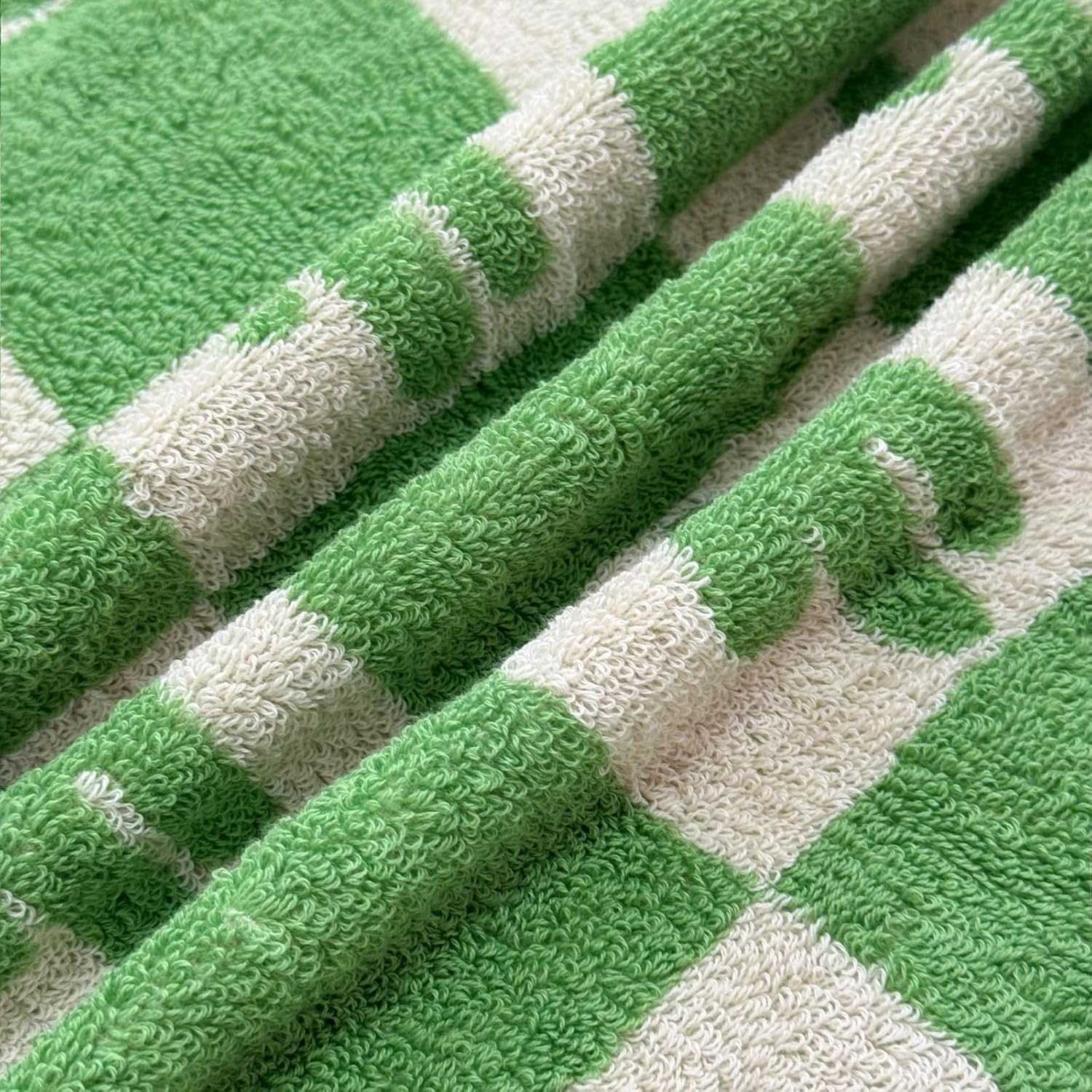 USTIDE 2 Piece Premium Cute Cactus Bath Towel Set 100% Cotton Soft Absorbent Bathroom Hand Towels Green Checked Hand Towel for Bathroom Kitchen Sports, 14x30 Inch