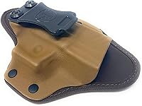 Vista 6 de Cardini Leather USA – IWB Cáscara Series Hybrid Kydex y funda de cuero – transporte oculto – marrón coyote – para S&W M&P Shield – Mano izquierda