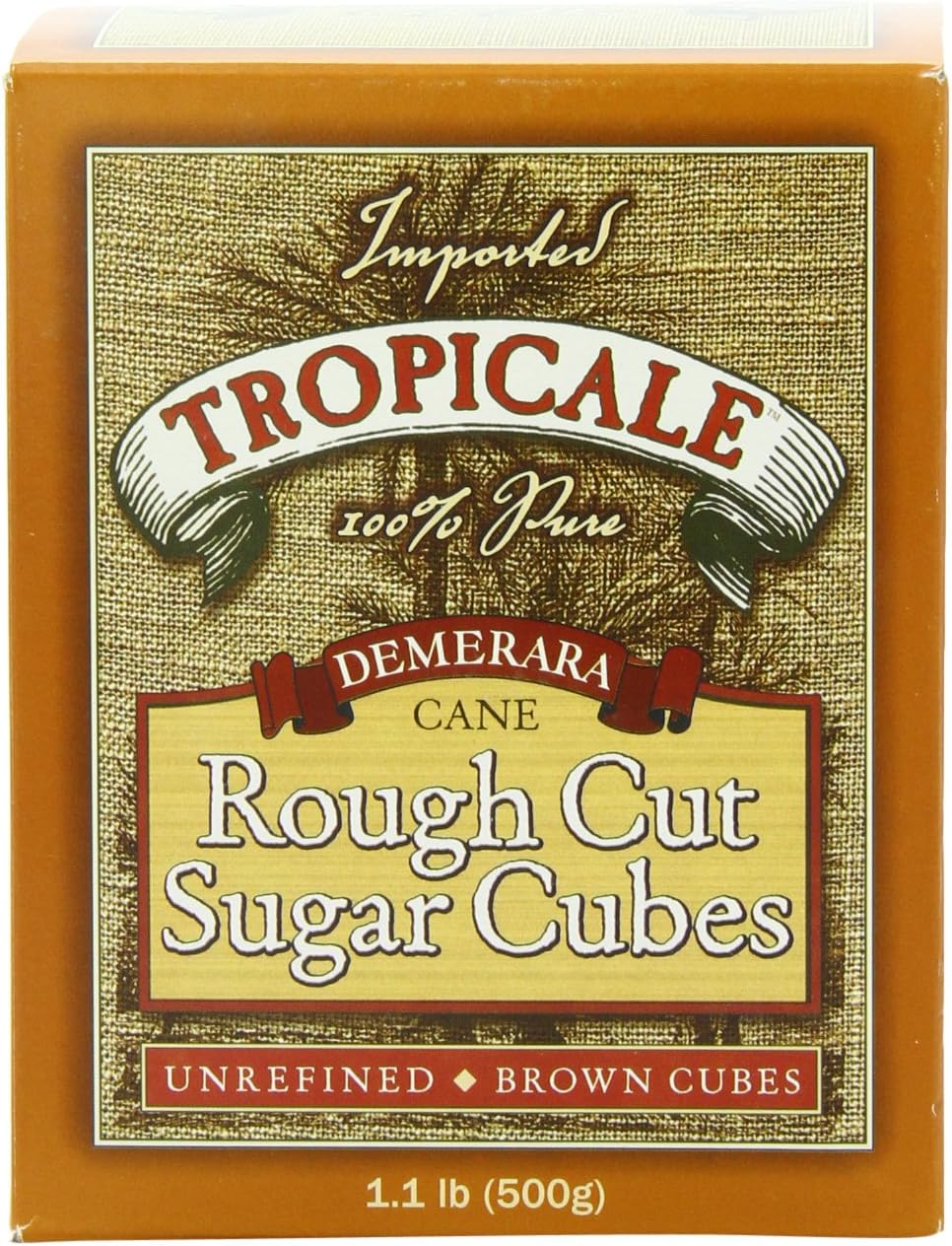 Tropicale Demerara Cane Rough Cut Sugar Cubes, 1.1-Pound Boxes (Pack of 6)