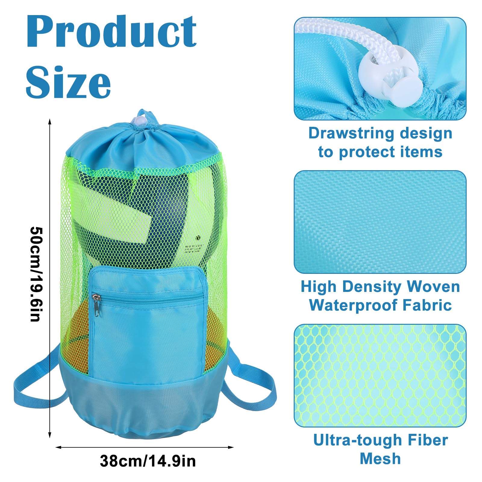 Sac De Plage Extérieur Sac De Rangement Pour Jouets De Plage Outils De Jeu De Sable Sac En Filet Grande Capacité Avec Couvercles Pour Vêtements