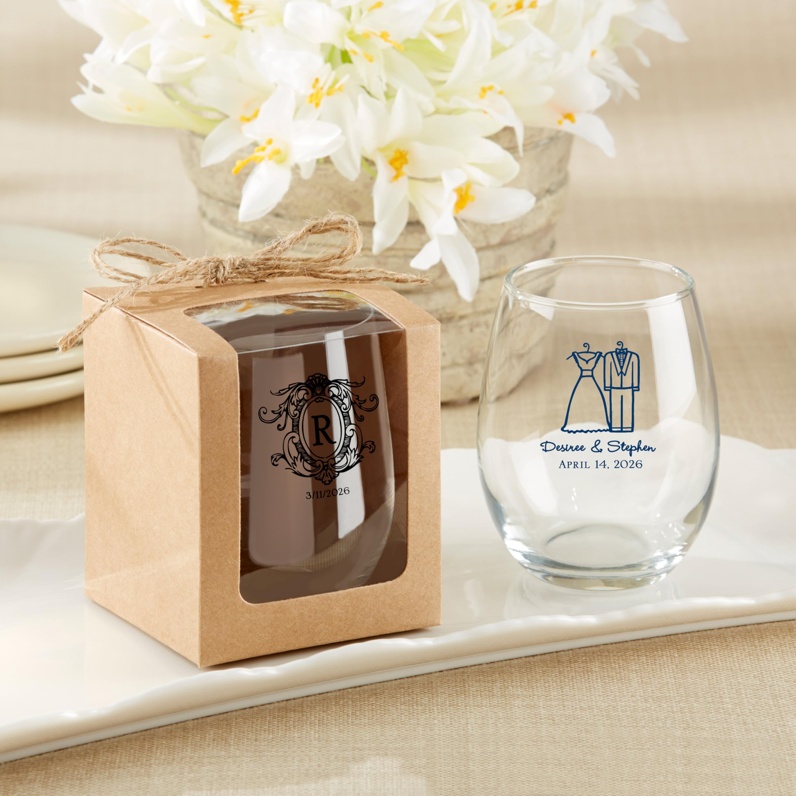 Kate Aspen Kraft 15 oz. Stemless Wine Glass Display Box (Set of 12) :  Amazon.ca: Home