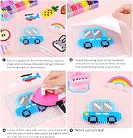 Vista 8 de AUGSUN 9pcs 0.197 in grande cuadrado fusible cuentas pegboards plástico cuentas tableros con papel de planchar, pinzas artesanales