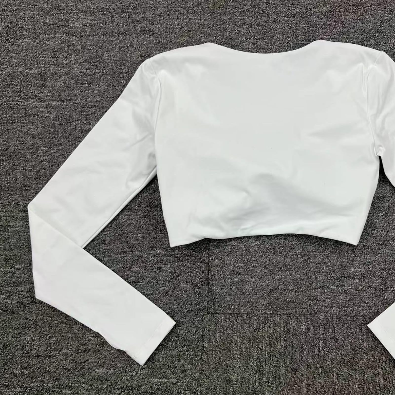 Camiseta de entrenamiento de manga larga para mujer, cuello en V profundo, recortada, para yoga, pilates, gimnasio