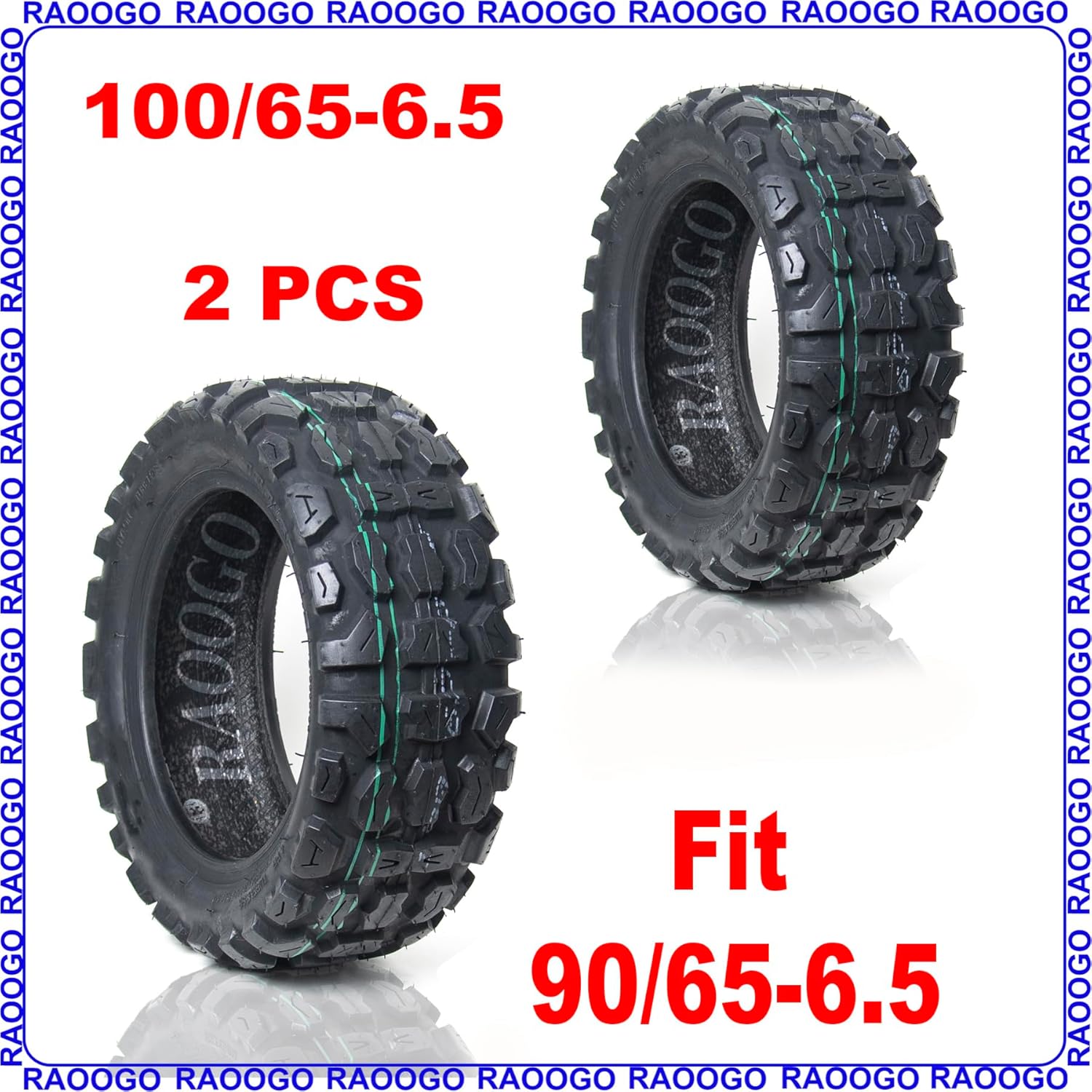 2PCS 100/65-6.5 Tubeless Tire 11 inches Off-Road Ant-Slip Snow Tire for Electric scooter fit 90/65-6.5 Thunder Storm T88 GT08