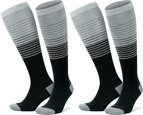 GoWith Calcetines de compresión unisex hasta la rodilla, 15-20 mmHg, rayón hecho de calcetines de bambú, calcetines de viaje transpirables para