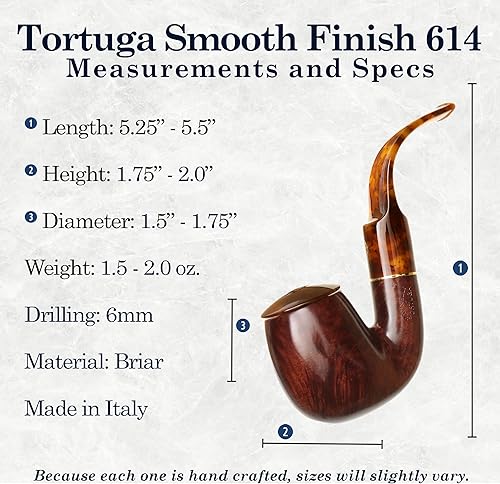 Miniatura 3 de Savinelli Tortuga 614 - Tubo de madera de brezo italiano hecho a mano, diseño inspirado en concha de tortuga, moldeado Oom Paul, 0.236 in, acabado