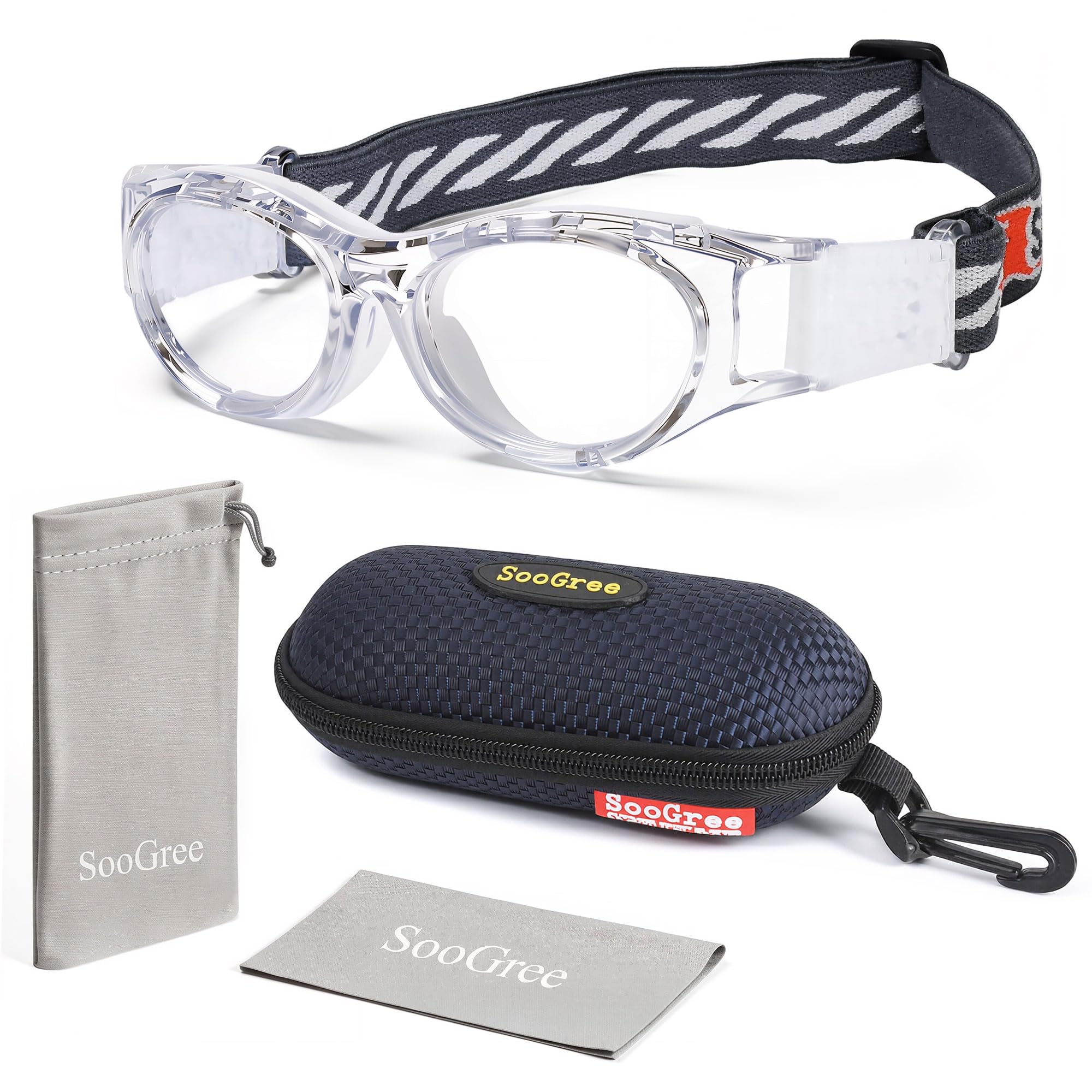 SooGree Okulary sportowe dla dzieci, koszykówka, piłka nożna, okulary ochronne dla dzieci, odporne na wstrząsy oprawki, okulary zderzeniowe 7-14