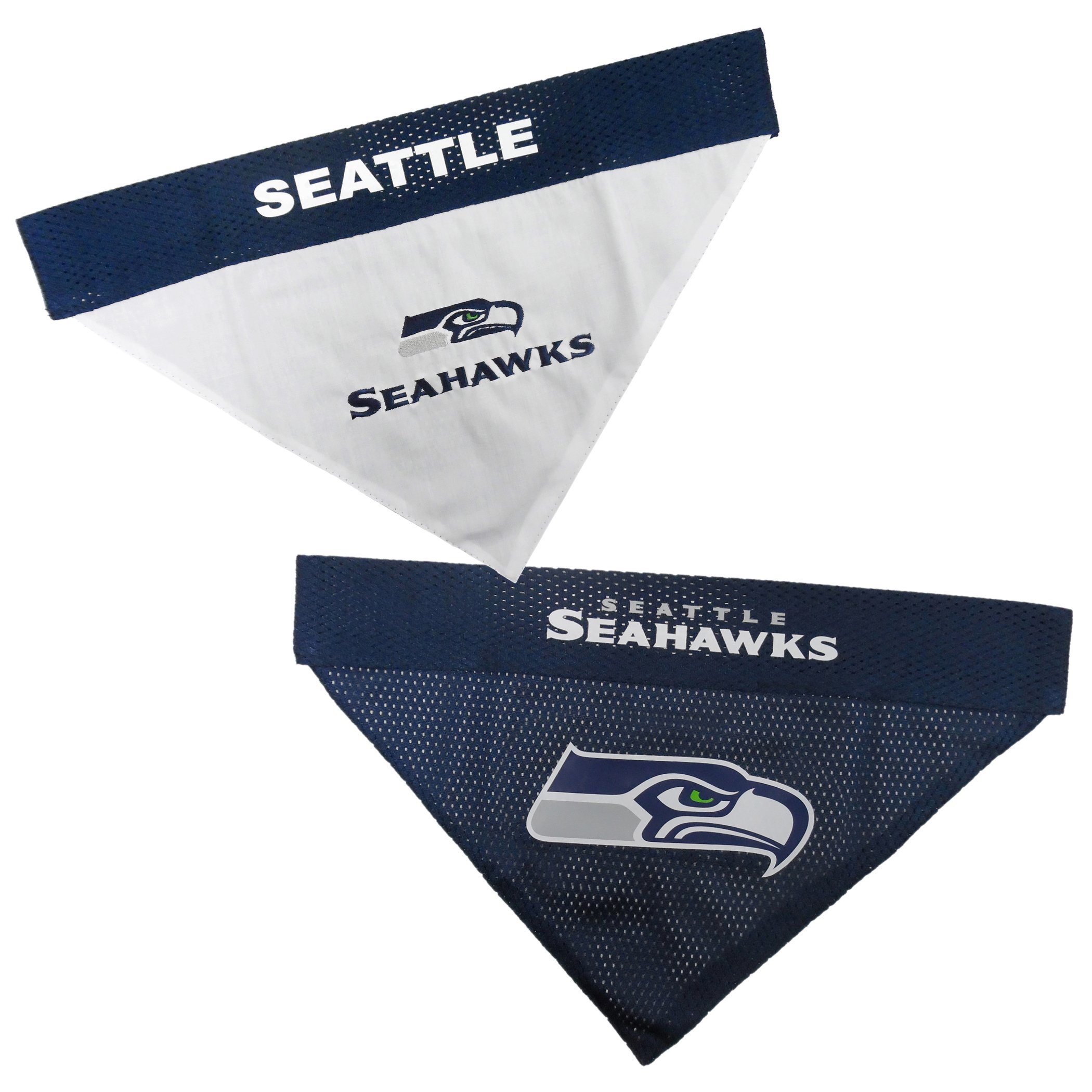 Pets First NFL Seattle Seahawks Reversible Bandana Size XX-Large for Dogs & Cats. 2 Sided Sports Bandana, Premium Embroidery Team Logo, Many NFL Teams Available