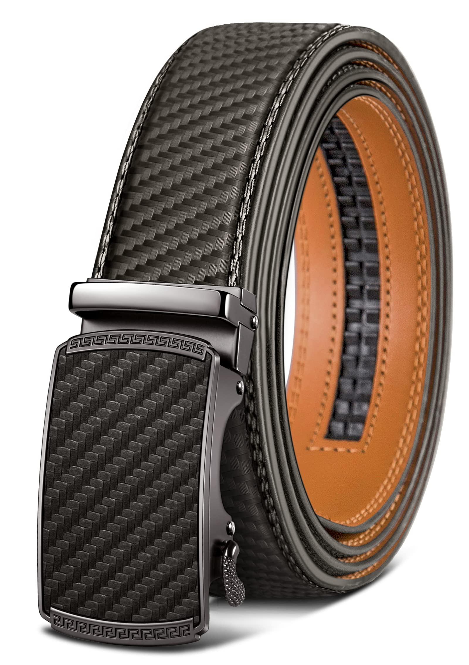 BULLIANT Cintura Uomo, Cintura Pelle Uomo Cricchetto Automatica Fibbia 35mm,Trim Regolabile per Adattars