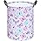 KUNRO Round Laundry Gift Basket Storage Hamper, Clothes Storage Organizer Bins, Shelf Basket with Handles for Room Decor (Purple Butterfly)